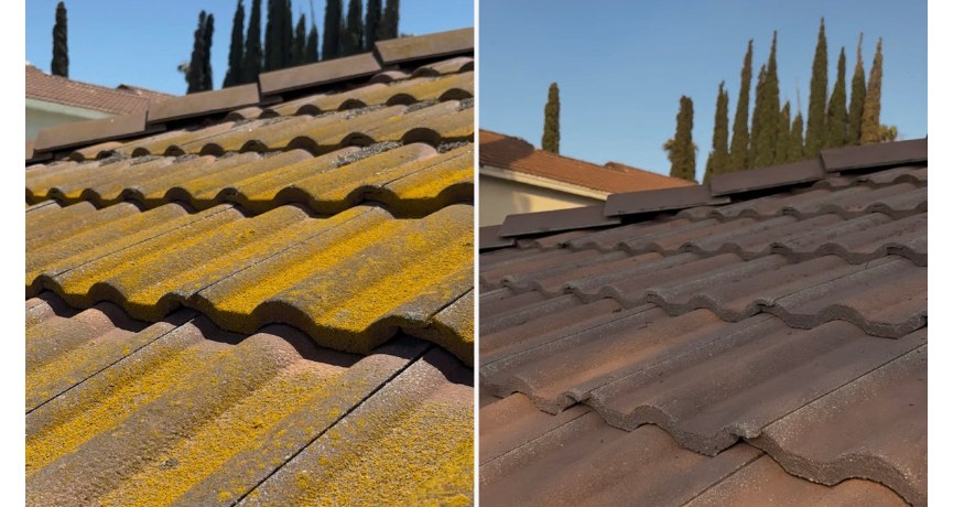 Before and after roof cleaning by Eclipse Solar